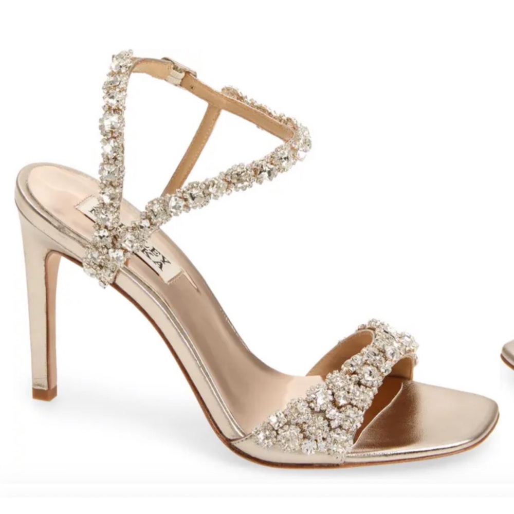 Badgley Mischka Rose Gold Crystal Embellished Heels